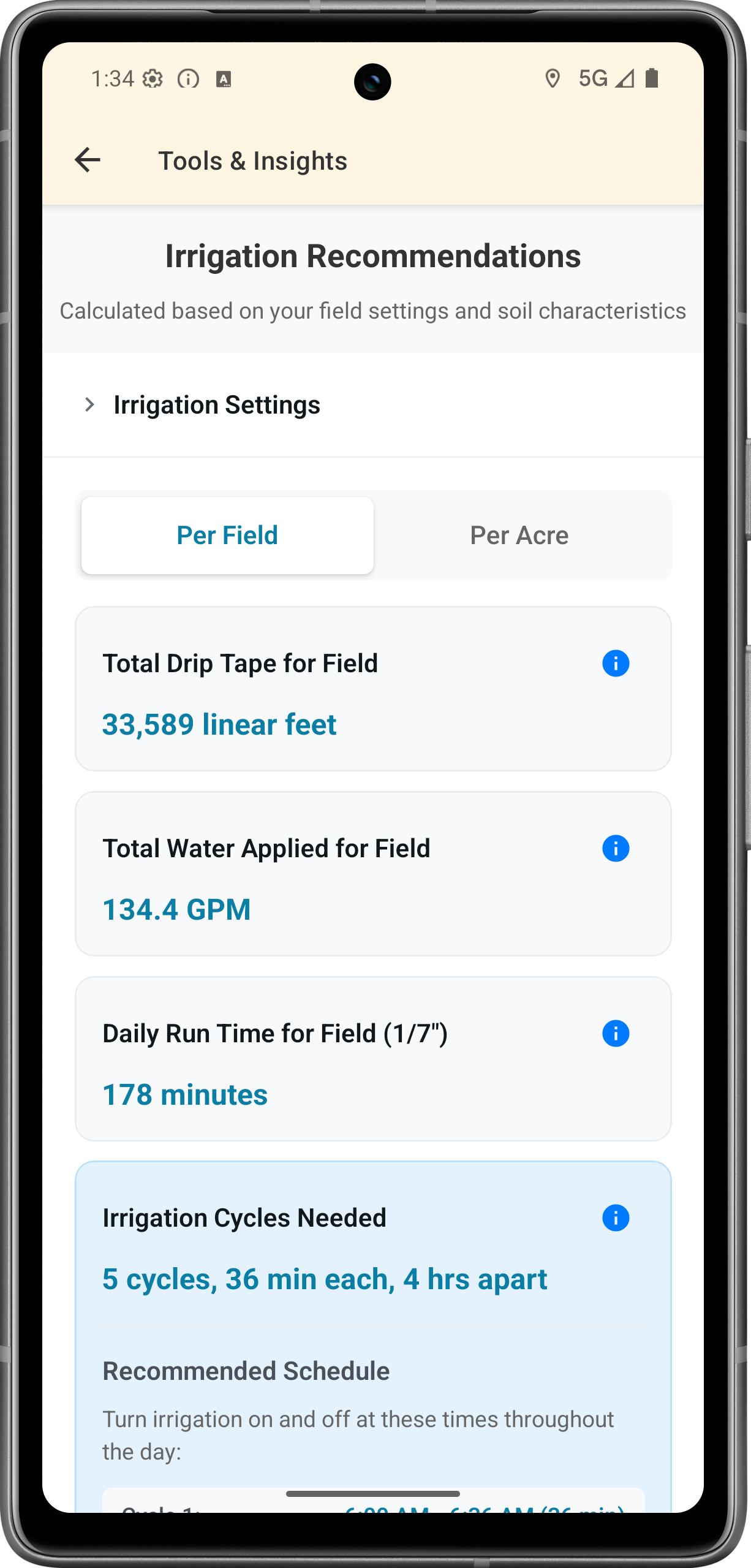 Irrigation Recommendations